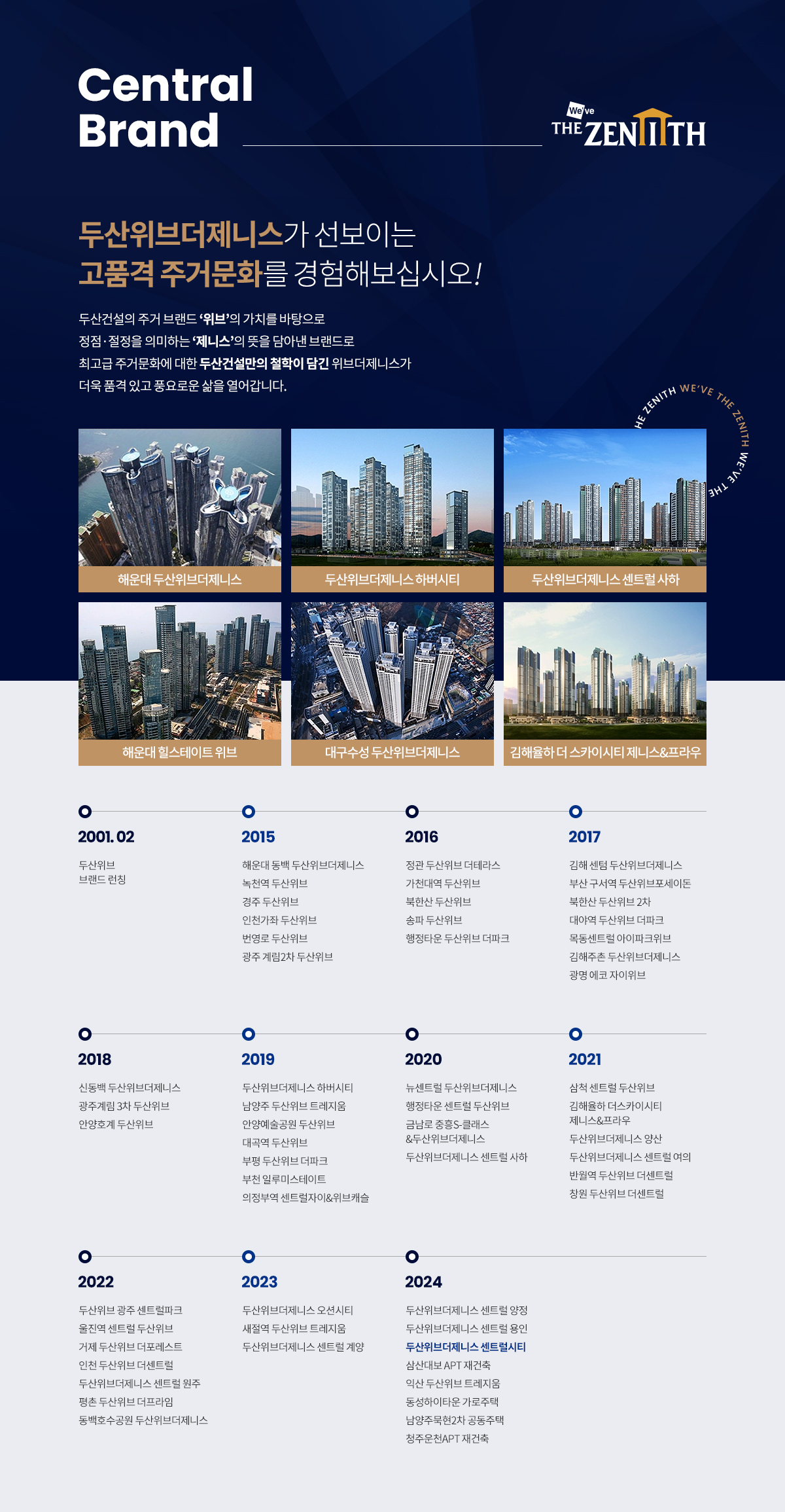 학정동 두산위브더제니스 센트럴시티 브랜드 소개