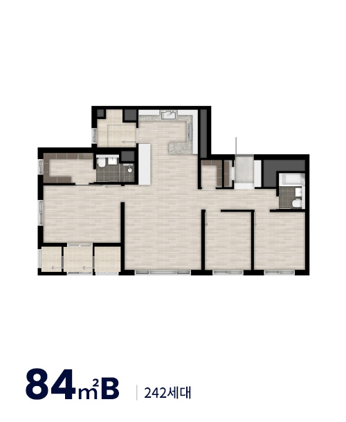 학정동 두산위브더제니스 센트럴시티 84B 타입 평면도